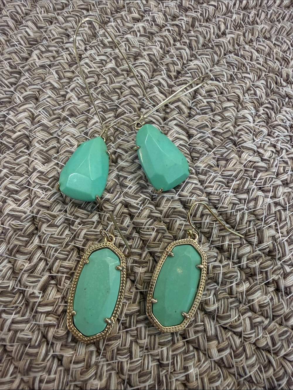 Kendra Scott Mint Green Drop and Oval Dangle Earrings